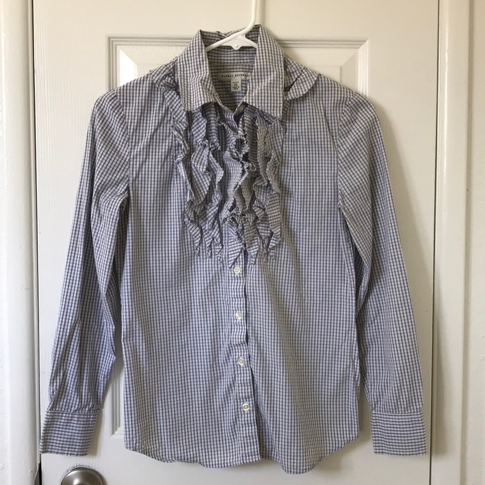 Banana Republic plaid ruffle shirt